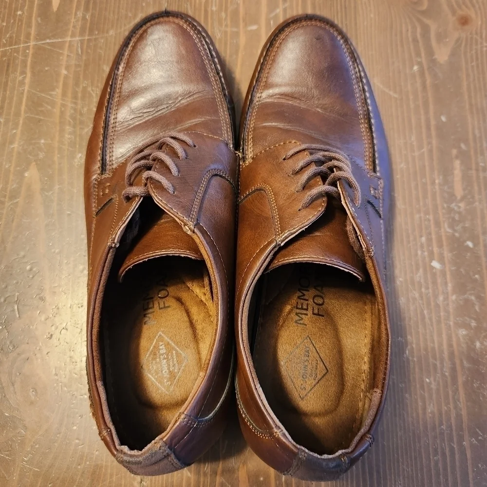 Men's St Johns Bay Brown Leather Balsam Oxford Shoe W/ Memory Foam Insole Sz 11M